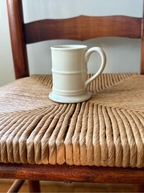 Vintage Cream Small Ceramic Mug with Handle - Neutral Stone Finish